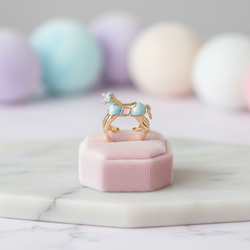 blue unicorn ring - lifestyle