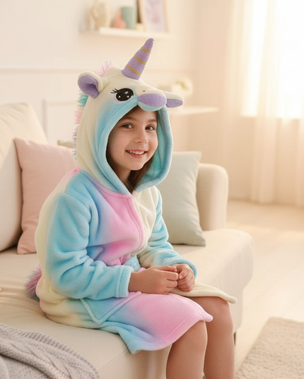 blue unicorn robe - in-use