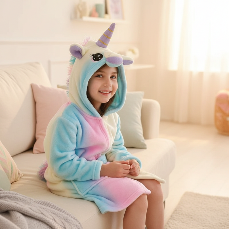 blue unicorn robe - in-use