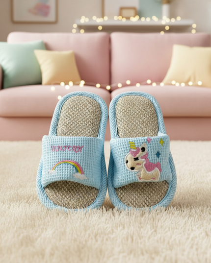 blue unicorn slippers - lifestyle