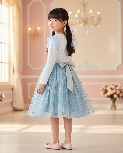 blue unicorn star tutu dress - back