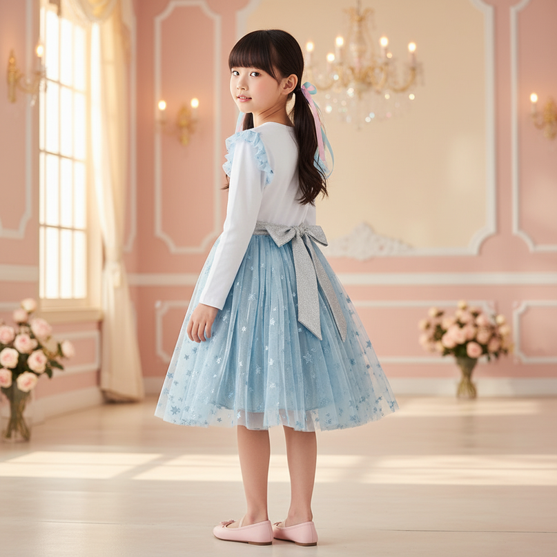 blue unicorn star tutu dress - back