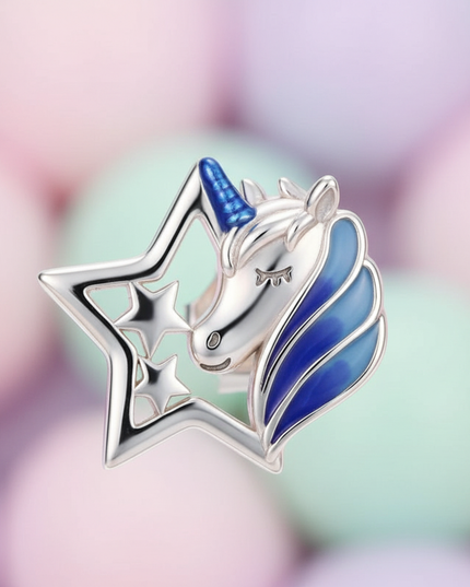 blue unicorn stud earrings - detail