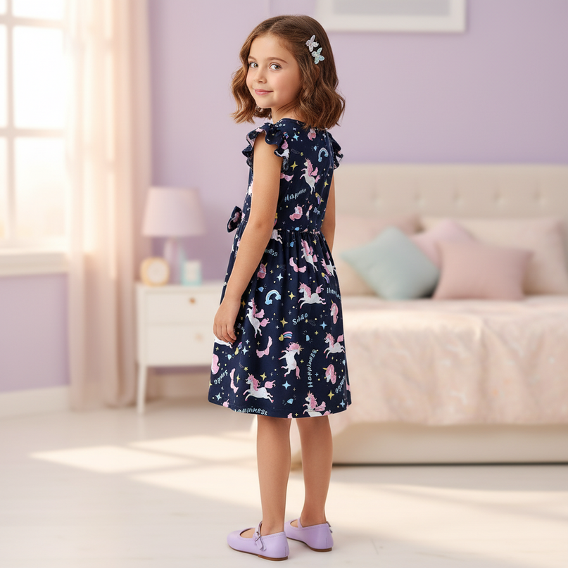 blue unicorn summer dress - back