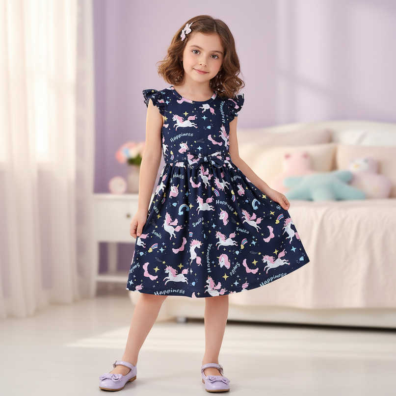 blue unicorn summer dress - front