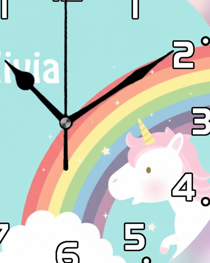 blue unicorn wall clock - detail