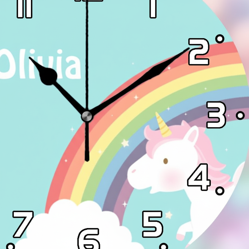 blue unicorn wall clock - detail