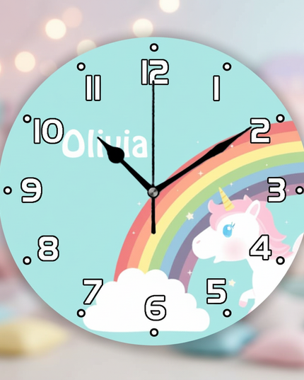 blue unicorn wall clock - lifestyle