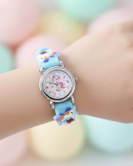 blue unicorn watch - in-use