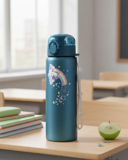 blue unicorn water bottle - lifestyle