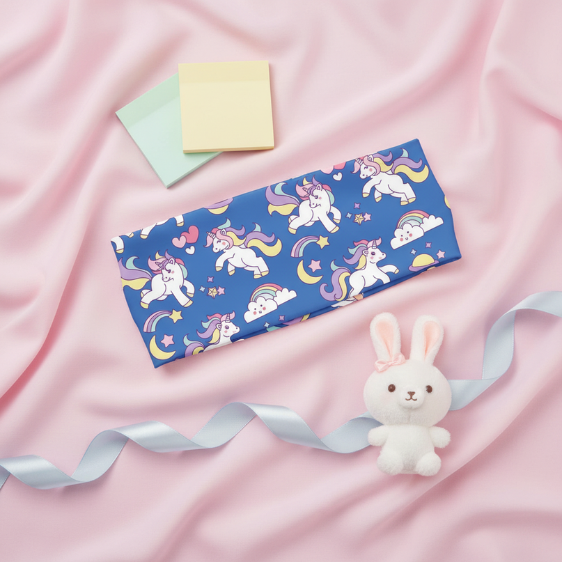 blue unicorn workout headband - flat-lay