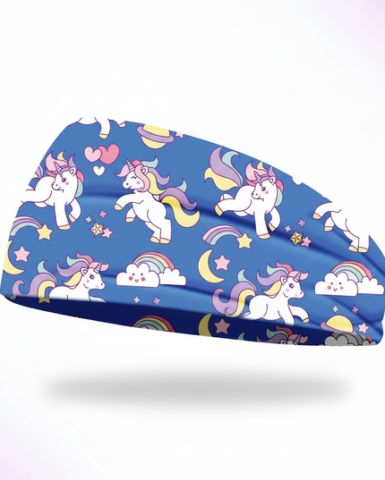 blue unicorn workout headband - white-bg