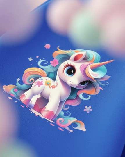 blue unicorn zip hoodie kids - detail