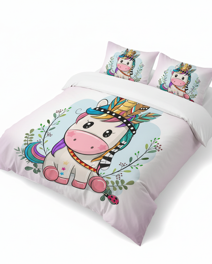 boho feather tribal unicorn bedding - white-bg
