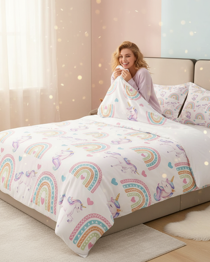 boho unicorn bedding - in-use
