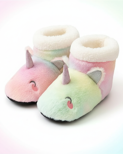 boots unicorn plush slippers - white-bg