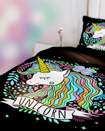 botanical wreath unicorn bedding - detail