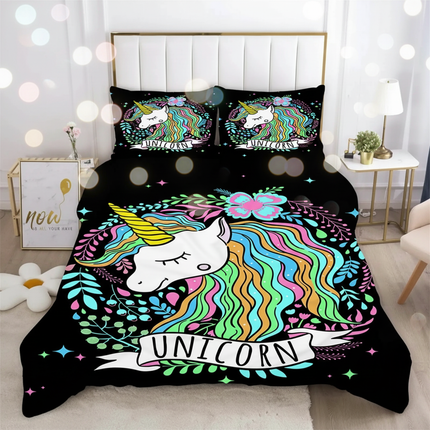 botanical wreath unicorn bedding - lifestyle