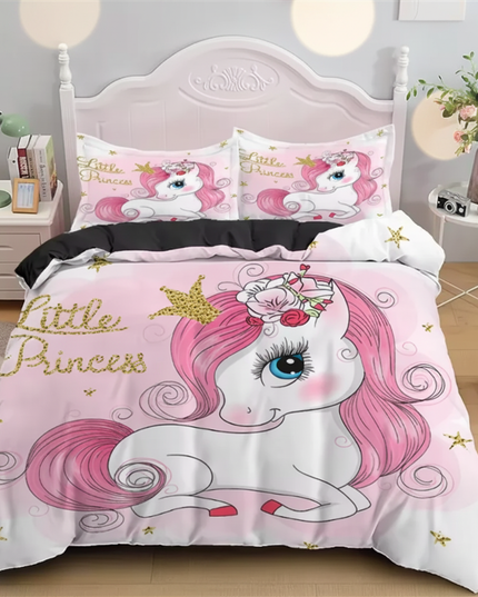 boy girl polka dot unicorn bedding - lifestyle
