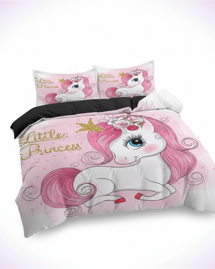 boy girl polka dot unicorn bedding - white-bg