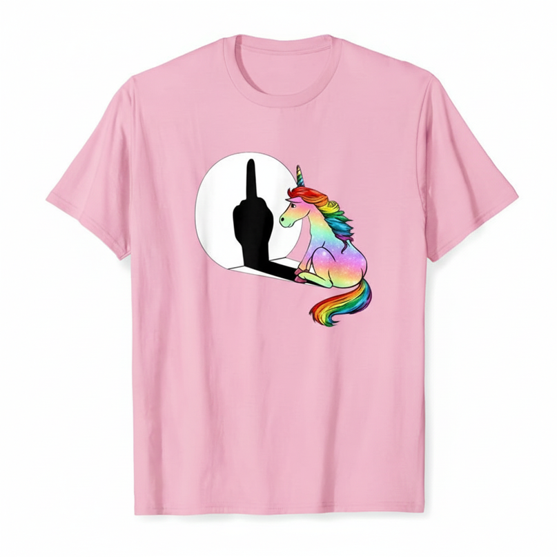 bright pink unicorn shirt - white-bg