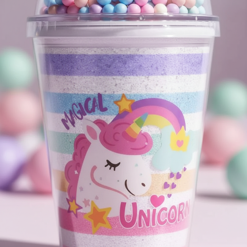 bubble unicorn water bottle - detail