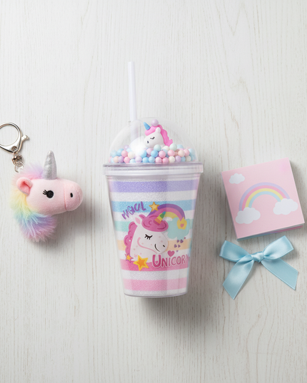 bubble unicorn water bottle - flat-lay