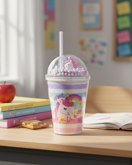 bubble unicorn water bottle - lifestyle
