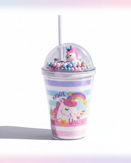 bubble unicorn water bottle - white-bg
