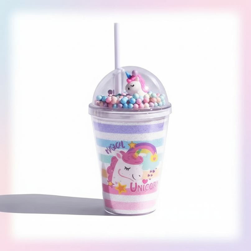 bubble unicorn water bottle - white-bg
