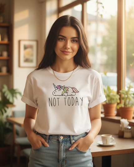 burgundy unicorn shirt - in-use