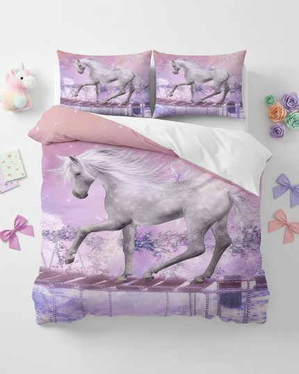 butterfly bridge unicorn bedding - flat-lay