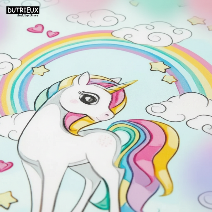 butterfly cloud rainbow unicorn bedding - detail