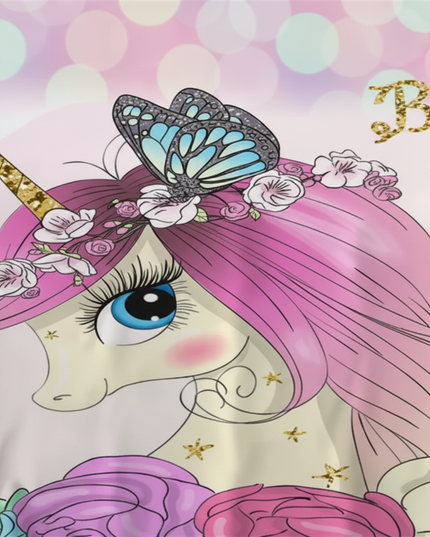 butterfly magic portrait unicorn bedding - detail
