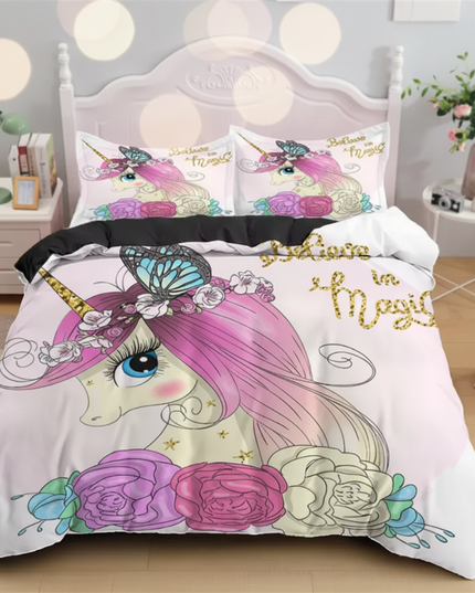 butterfly magic portrait unicorn bedding - lifestyle