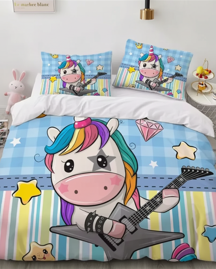 butterfly rose believe unicorn bedding - flat-lay