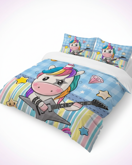 butterfly rose believe unicorn bedding - white-bg