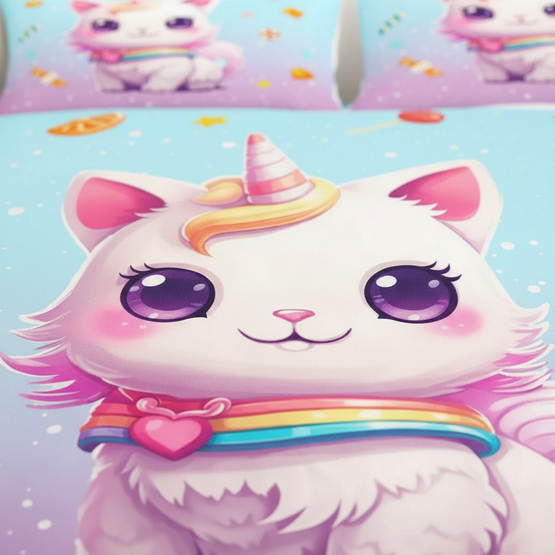 candy caticorn bedding - detail