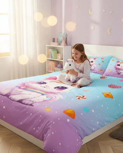 candy caticorn bedding - in-use