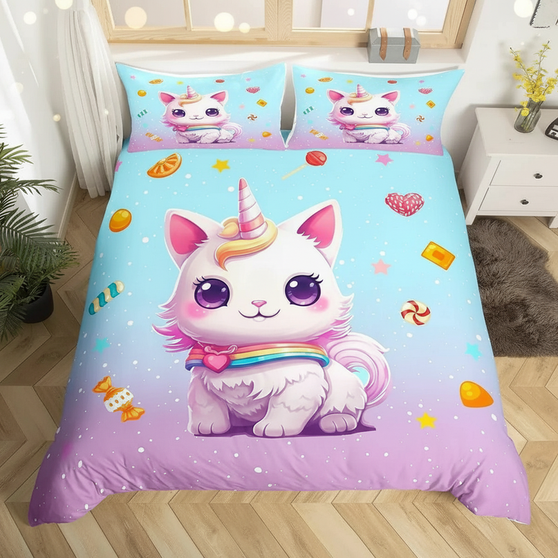 candy caticorn bedding - lifestyle