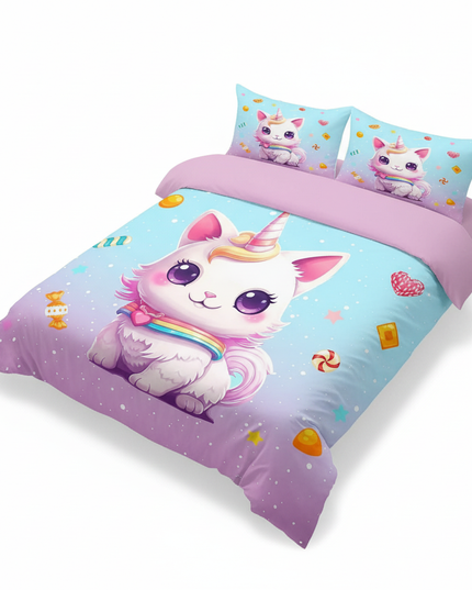 candy caticorn bedding - white-bg