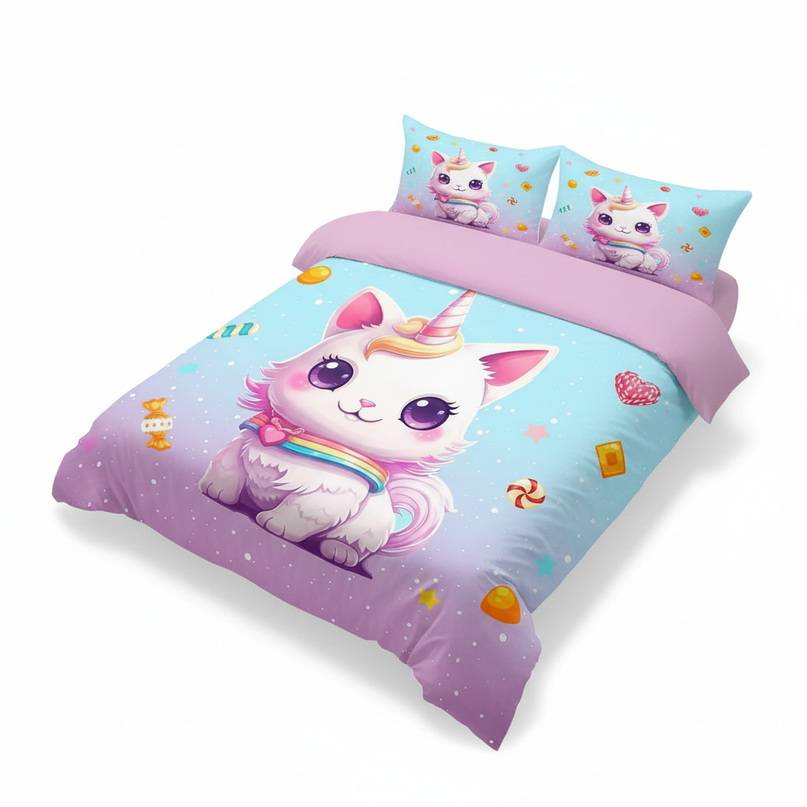 candy caticorn bedding - white-bg