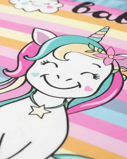 candy stripe baby unicorn bedding - detail