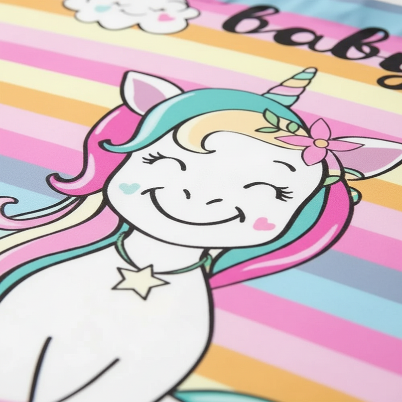 candy stripe baby unicorn bedding - detail