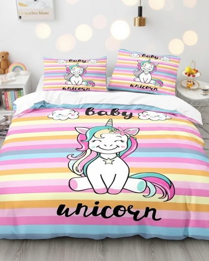 candy stripe baby unicorn bedding - lifestyle