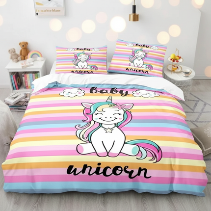 candy stripe baby unicorn bedding - lifestyle