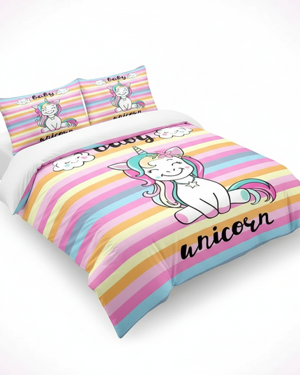 candy stripe baby unicorn bedding - white-bg