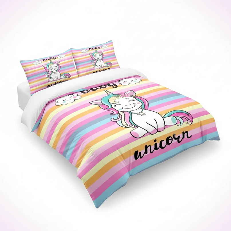 candy stripe baby unicorn bedding - white-bg