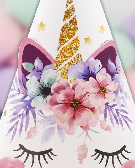 cap for birthday with unicorns - detail
