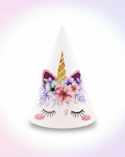 cap for birthday with unicorns - white-bg